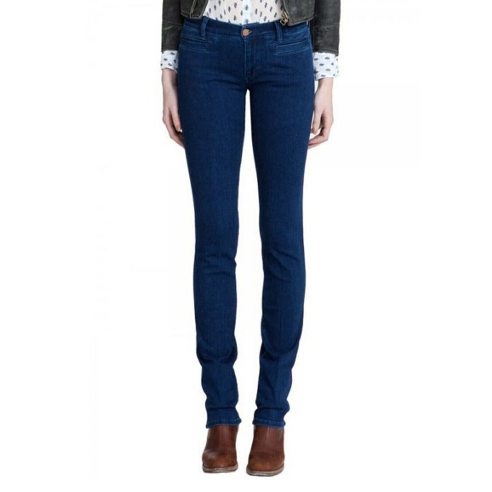 MiH Jeans Oslo Christie Straight Jeans Women 24 Dark Blue Logo Stretch Denim